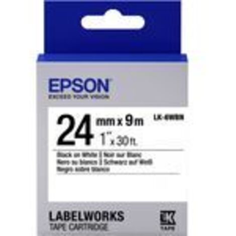 Epson Nastro fondo Standard Bianco per testo Nero 24/09 LK-6WBN C53S656006 (1/5)