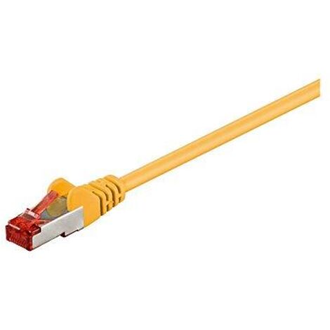 CAT 6 cavo patch, S/FTP (PiMF), giallo, 10 m, conduttore di rame (CU), guaina del cavo senza alogeni (LSZH). Lunghezza del Cavo 10 m (1/2)