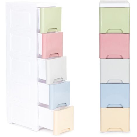 Cassettiera - 83x32x18cm - 5 cassetti - colori pastello
