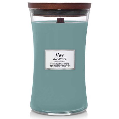 Woodwick - evergreen cashmere vaza stale zeleny kasmir - vonna svicka 6090g (1/3)