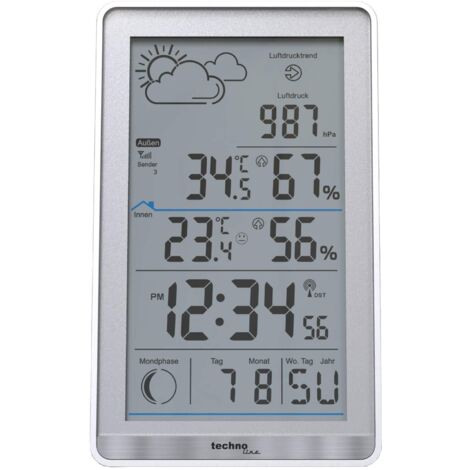 Stazione meteorologica wireless WS9218 con trasmettitore esterno TX106-TH, temperatura interna, temperatura esterna, umidità, pressione atmosferica, previsioni
