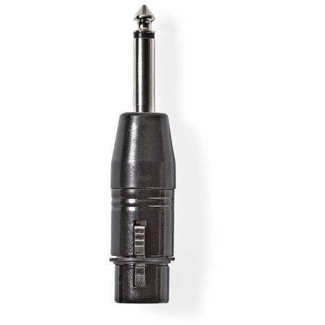 Adattatore xlr xlr 3 pin femmina 635 mm maschio nichelato diritto metallo nero 1 pz sacchetto di plastica (1/5)