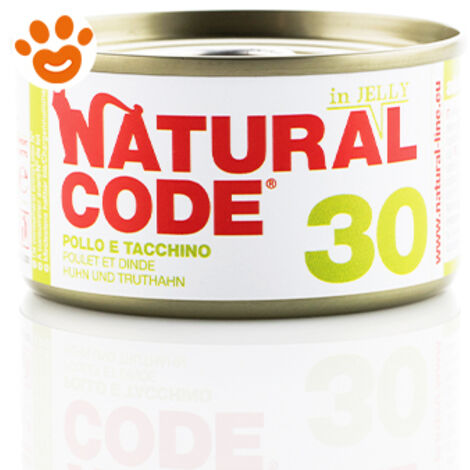 Natural Code 30 Cat Adult al Pollo e Tacchino in Jelly  - Natural Code 30 Cat Adult al Pollo e Tacchino in Jelly - Lattina Da 85 Gr