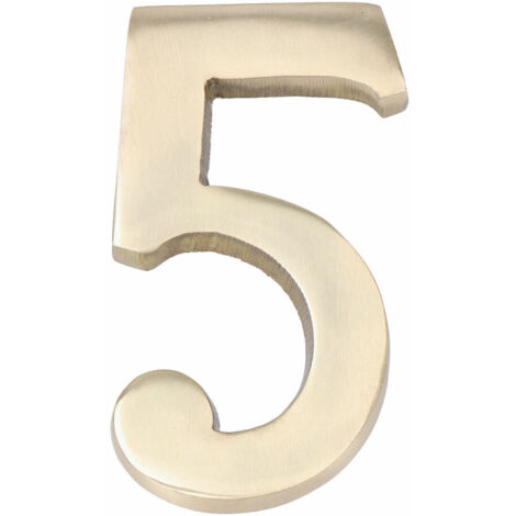 Numero 5 EDM con fissaggio invisibile in ottone lucido da 10 cm