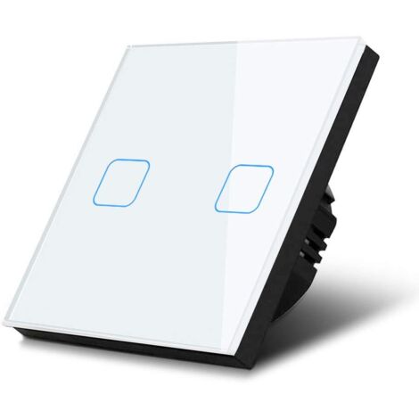 Maclean Energy Interruttore touch Adattatore LED Elegante e Moderno (Bianco, Doppio Quadrato)