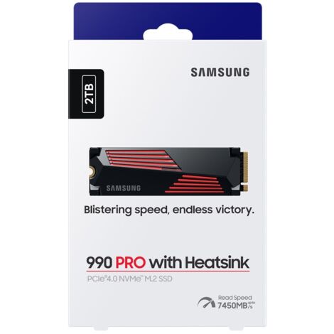 Samsung MZ-V9P2T0GW 990 PRO NVMe 2TB SSD Interno con Dissipatore di Calore Nero