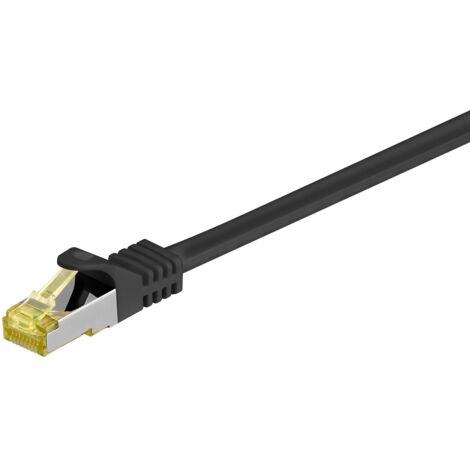 RJ45 cavo patch CAT 6A S/FTP (PiMF), 500 MHz, con cavo grezzo CAT 7 , nero, guaina per cavo senza alogeni LSZH, rame, connettore RJ45 (CAT 6A). Lunghezza del Cavo 2 m (1/5)