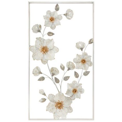 Pannello fiori decorativi colore bianco in ferro per decorazioni ambienti (1/5)