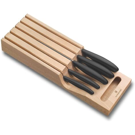 Victorinox Swiss Classic, blocco portacoltelli con 5 coltelli (da verdura, tavola e pane), in legno di faggio (1/5)