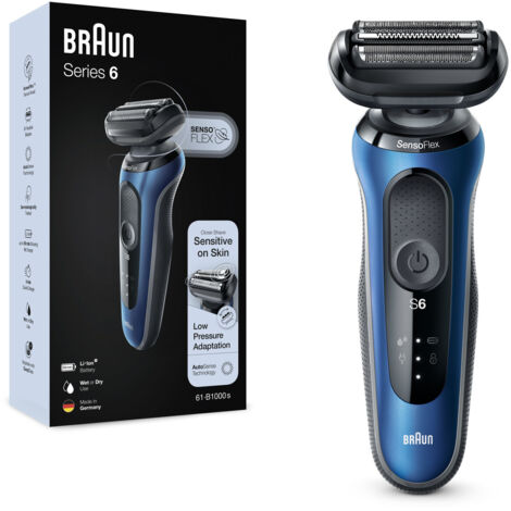 Rasoio Braun Series 6 61-B1000s Elettrico Uomo Wet&Dry A Lamina Senza Fili Blu