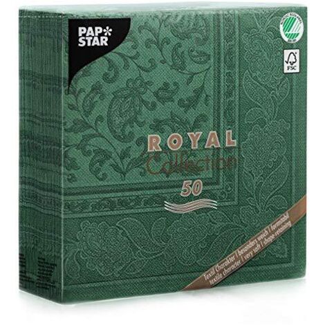 50 tovaglioli "Royal Collection" 1/4 piegati 40 cm x 40 cm, verde scuro "Ornaments" (1/4)