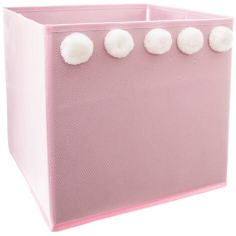 Cestino per bambini con pompons rosa 29x29cm - Atmosphera créateur d'intérieur