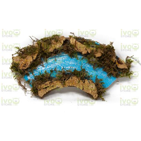 TRATTO FIUME CON CURVA CON LUCI 10X22CM ACCESSORI PER PRESEPE
