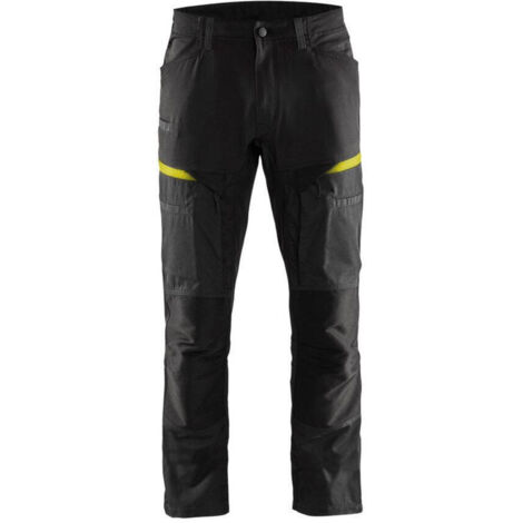 Pantaloni da lavoro elasticizzati 1456 - Nero/Giallo fluorescente 3XL - FR(54) - SE(C60) - Norme (1/4)