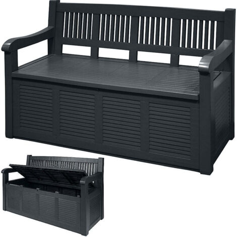 Panchina da giardino con cassetto portaoggetti 280l Colore: Grigio scuro 130x60x85cm Modello: Salzburg