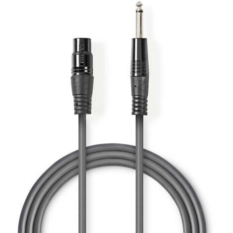 Cavo audio sbilanciato xlr 3 pin femmina 635 mm maschio nichelato 300 m rotondo pvc grigio scuro custodia in cartone (1/3)