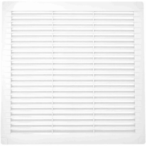 Griglia di ventilazione quadrata con tappi e zanzariera realizzata in ABS di colore bianco 30x30x0,7cm EDM
