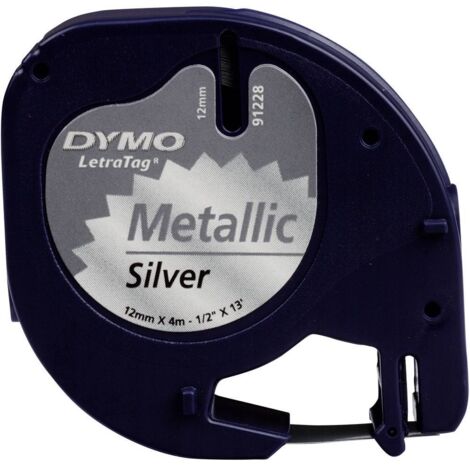 Cassetta nastro DYMO 91228 Colore Nastro: Argento (Metallizzato) Colore carattere: Nero 12 mm 4 m (1/2)