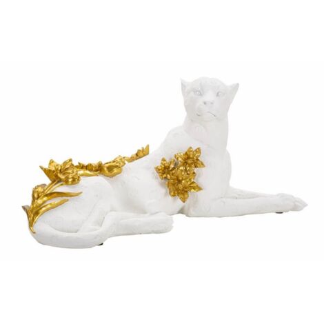 Leopardo bianco e oro cm 53X21,5X24 - LEOBIX (1/5)