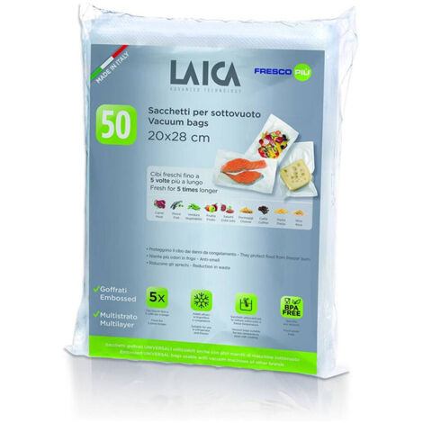 Confezione da 50 Sacchetti per Conservazione Sottovuoto 20x28cm VT3504 Laica (1/3)