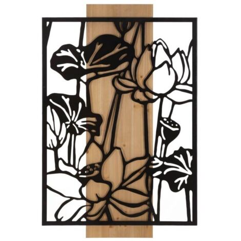 Decorazione Parete Fiore di Loto Ferro e Legno cm 60X2X90 - LOTUS (1/5)