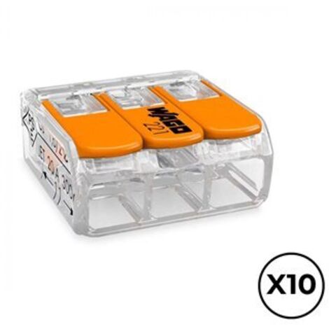 Connettore rapido Wago 18,8 x 18,6 x 8,4 mm 4 mm 450 V 3 conexiones (10 Unità)