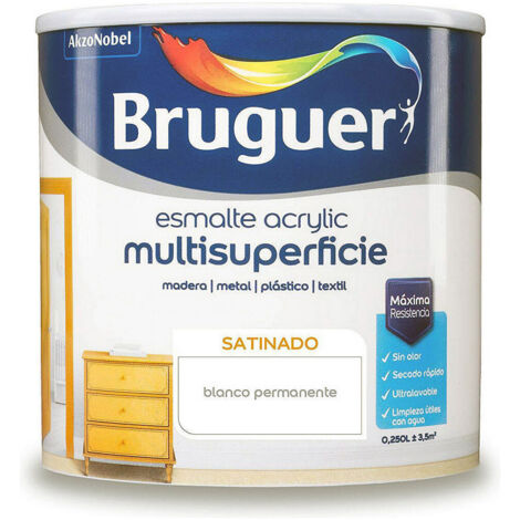 Smalto Acrilico Multisuperficie Satinato Bianco Permanente 0,250L 5160660 BRUGUER