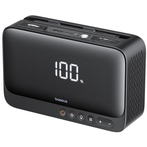 Avviatore di emergenza 4 in 1 600 A con torcia, power bank da 6000 mAh, compressore Super Energy - nero