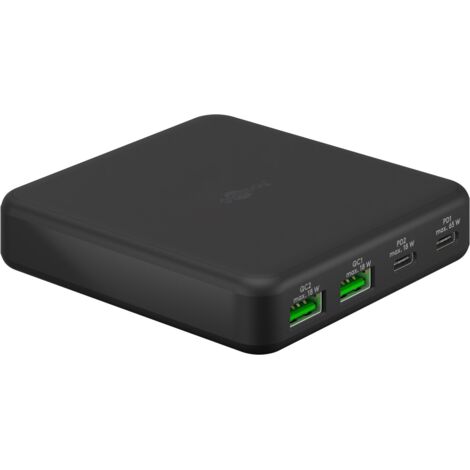 Caricatore da tavolo multiport USB-C™ PD GaN (65 W) nero, 2x porte USB-C™ (Power Delivery) e 2x porte USB-A (Quick Charge 3.0). (1/5)
