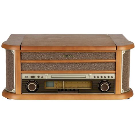 Reflexion HIF2002 Sistema stereo retro FM, CD, Cassette, Giradischi, USB, Alloggiamento in vero legno, funzione di regi