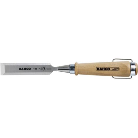 Scalpello per legno, impugnatura in legno, ghiera in acciaio nichelato, 32 x 140 mm Bahco 425-32