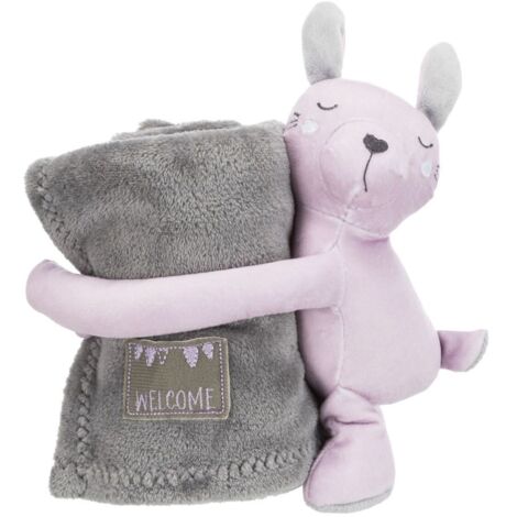 Junior set coccoloso in peluche 75×50cm per cani e gatti: grigio/menta