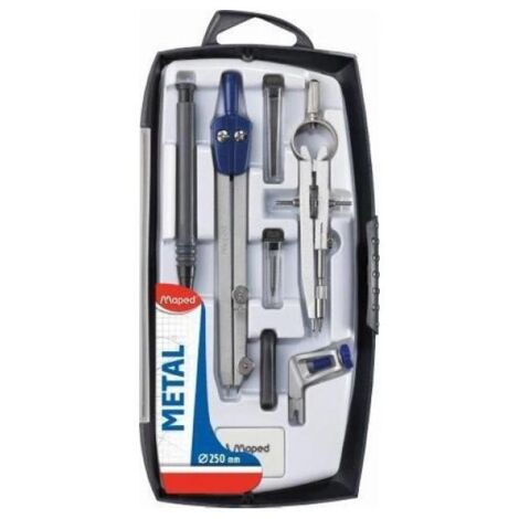 Maped Compasso Scolastico in Metallo 8 Pezzi con Accessori Intercambiabili (1/2)