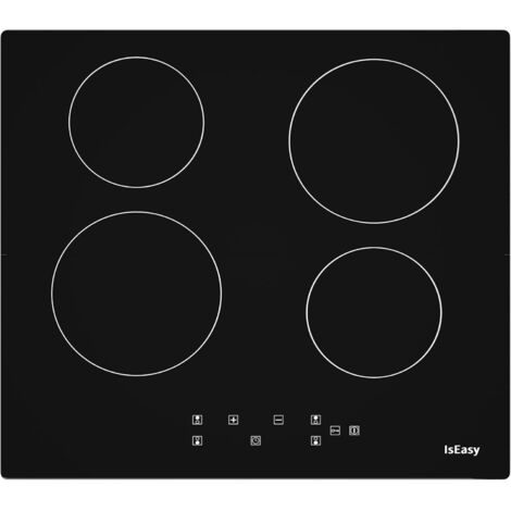 Vetroceramica Piano Cottura Elettrico - Incasso - 4 fuochi - Larghezza 60 cm - Nero