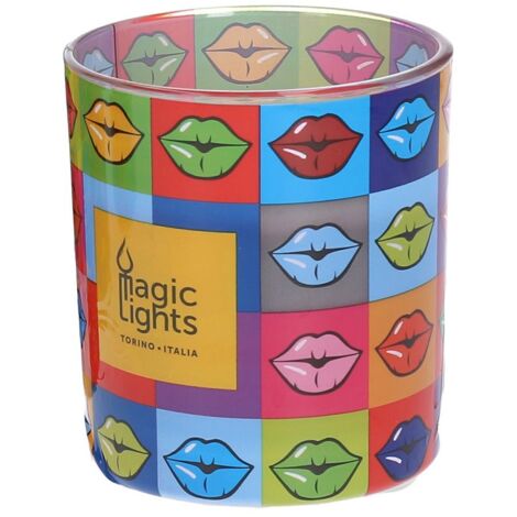 Candela in vetro pop art 7,5x8,4 cm Labbra Luci magiche (1/2)