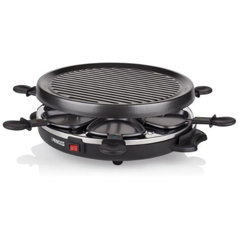 Princess 6 Party Grill raclette 162725, 800 W, 6 Persone, Forma rotonda intelligente, Nero