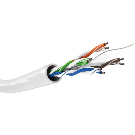 CAT 6 cavo di rete matassa, U/UTP, , bianco, miscela di rame CCA per applicazioni SOHO, AWG 24/7 (stranded), PVC. Lunghezza del Cavo 100 m