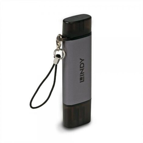 Lettore di schede Lindy USB 3.2 MicroSD/SD con connessioni USB-C e trade/USB A Nero/Grigio [43335] (1/4)
