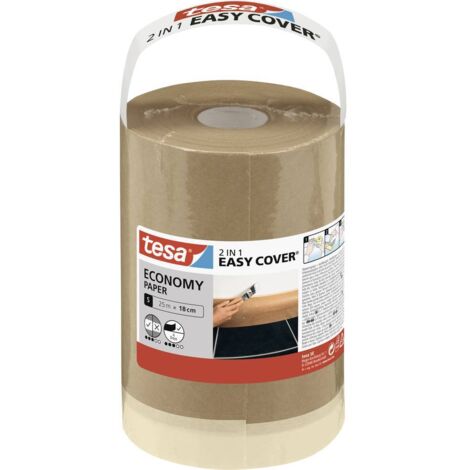 tesa Easy Cover UNIVERSAL Paper - 2in1 carta per mascherature con nastro adesivo per lavori di pittura e ristrutturazione - 25 m x 18 cm