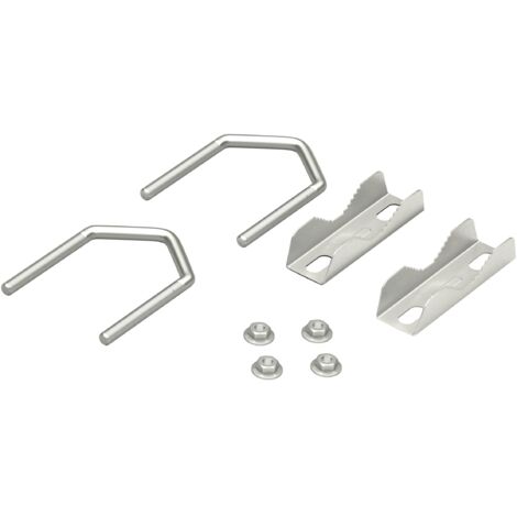 goobay 60504 - Fascetta dentata fino a 60 mm, doppia fascetta per supporto per asta satellitare, staffa a U, per montaggio su ringhiere e ringhiere del balcone, set da 2, colore: Grigio (1/4)