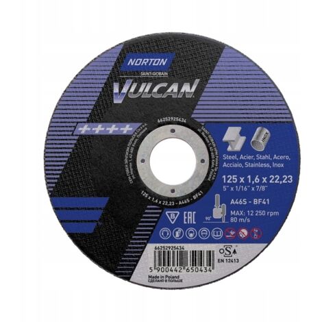 Vulcan Acciaio Disco Di Taglio / Acciaio Inossidabile Curvo 125X16 (1/2)