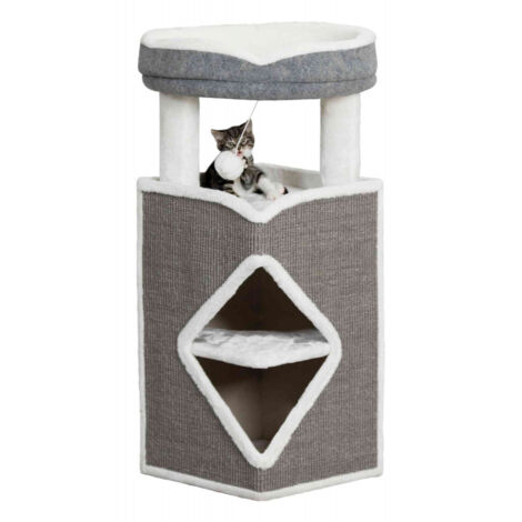 Tiragraffi Cat tower Arma 98cm, grigio/bianco/grigio