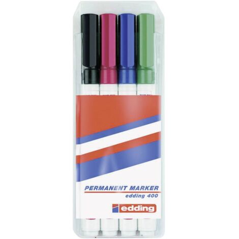 Edding 400 4-400-4-1999 Marcatore indelebile Nero, Rosso, Blu, Verde resistente all'acqua: Sì