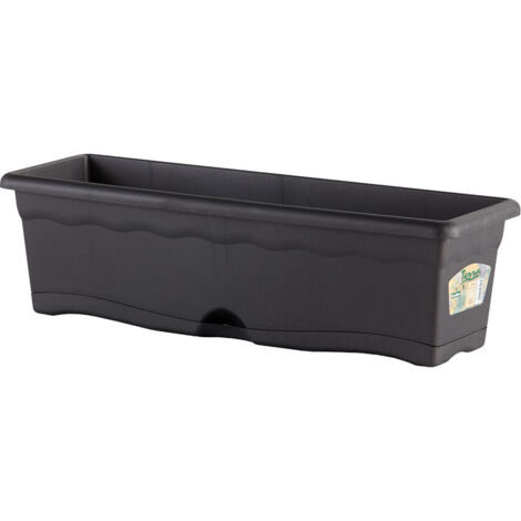 Vaso da Balcone con Piatto Plastiken Antracite polipropilene 80 x 20 cm