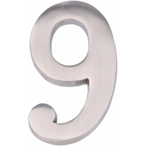 Numero 9 Nichel opaco 10 cm Fissaggio invisibile EDM