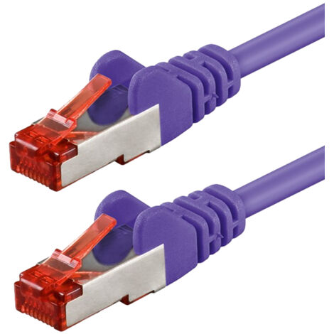 CAT 6 cavo patch, S/FTP (PiMF), viola, 10 m, conduttore di rame (CU), guaina del cavo senza alogeni (LSZH). Lunghezza del Cavo 10 m (1/4)