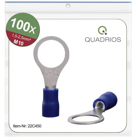 Quadrios 22C450 Capocorda ad anello Sezione Max=2.5 mm² Ø foro=10.5 mm Parzialmente isolato Blu 1 KIT (1/4)