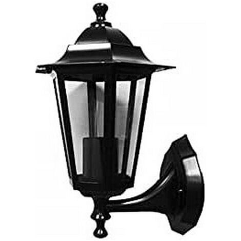Lanterna da Parete in Alluminio e Vetro IP44 E27 60W Colore Nero Ø19.5x21x32cm Modello Zurich EDM (1/2)