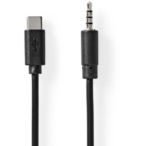 Adattatore usb c usb 20 usb c maschio 35 mm maschio 100 m rotondo nichelato pvc nero scatola (1/3)