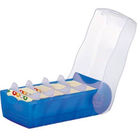 HAN CROCO 998-643 Scatola schedario Blu, Translucido Numero max. di schede: 500 Schede DIN A8 orizzontale incl. 100 car